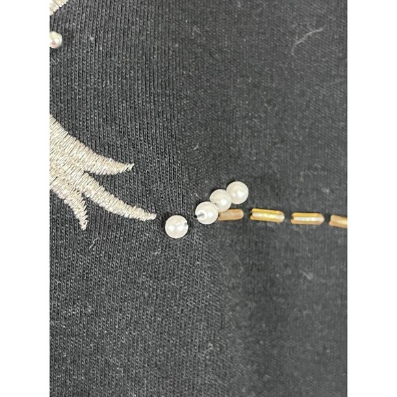 Lisa Top L Black Dragonfly Beaded Boho Western Novelty Mythical Hippie Cowgirl - Picture 5 of 12